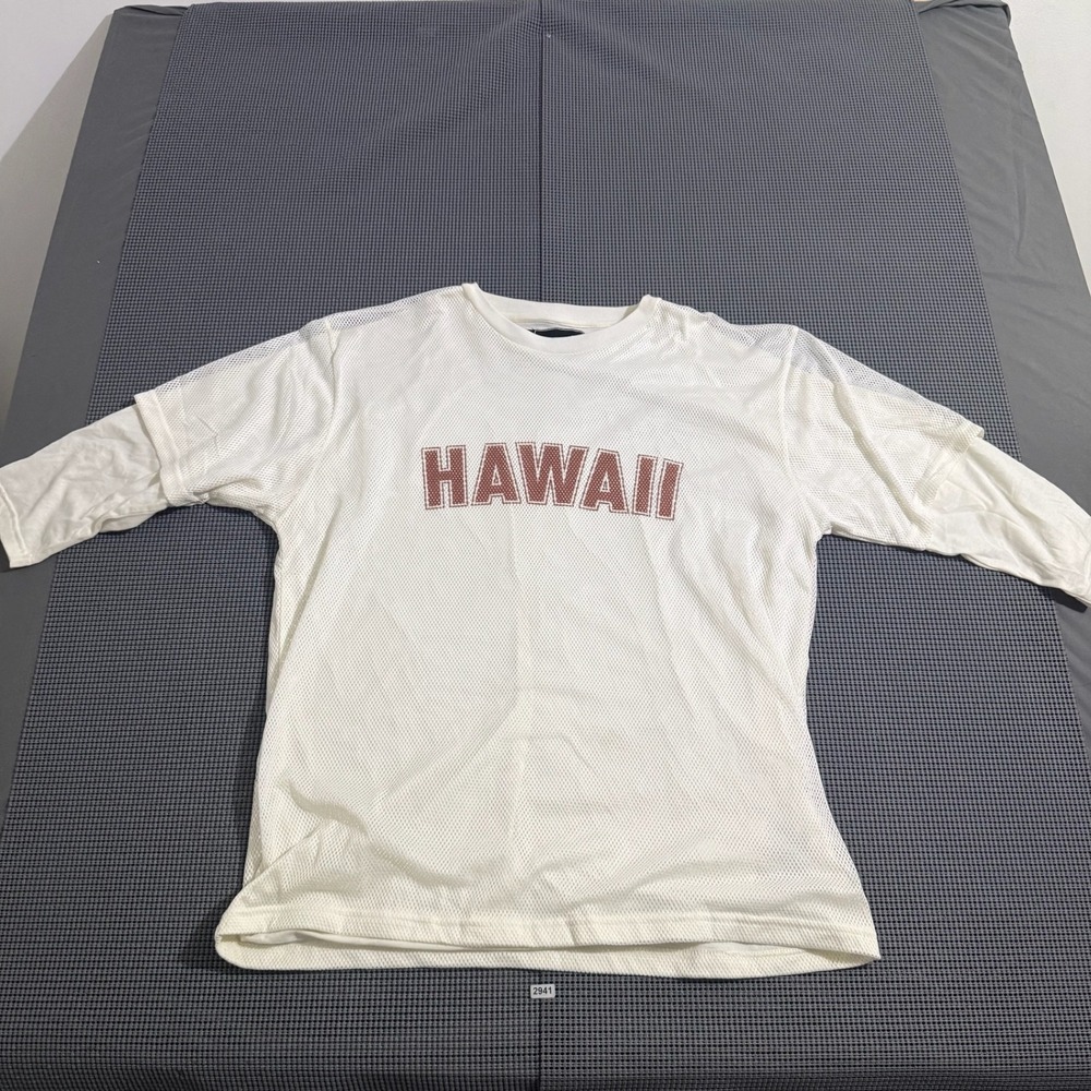 Lost Enterprise Hawaii Mesh T-Shirt Mens Large White Short Sleeve Graphic Tee